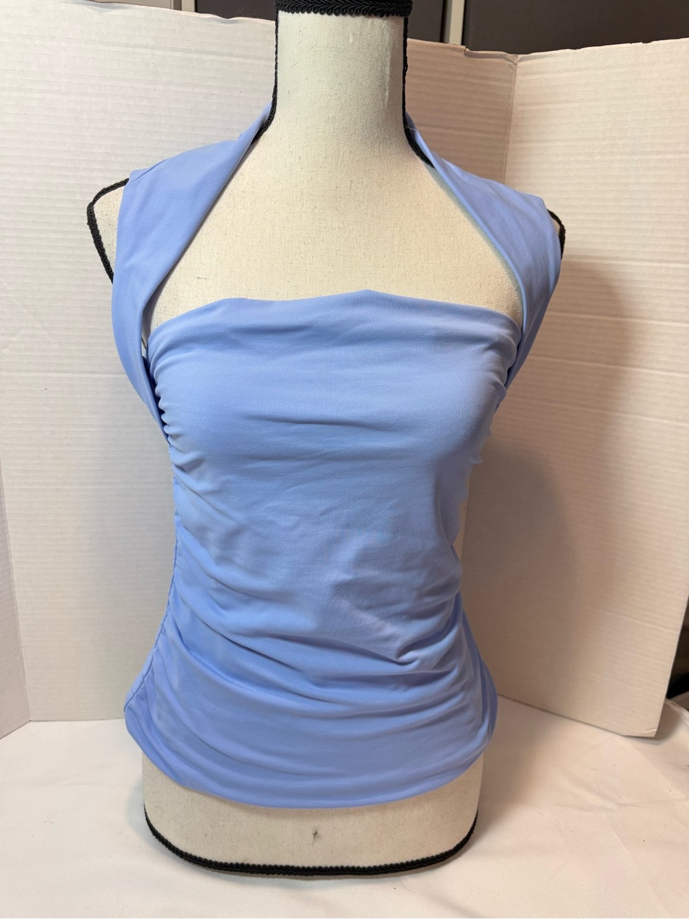 Aritzia Original Contour Flourish Contour Ruched Square Neck Top Blue - Picture 4 of 9